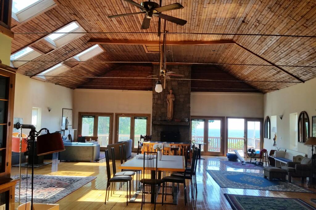 as you step out near fireplace 30 ft. deck. Great view of sunsets