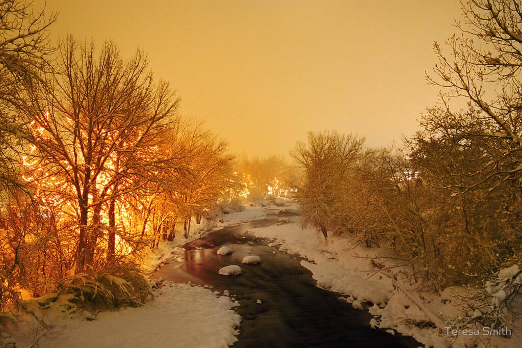 Clear creek in downtown Golden with walking paths and historical park.