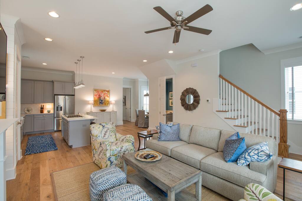 Living Room, Kitchen, Dining Area, Half Bath