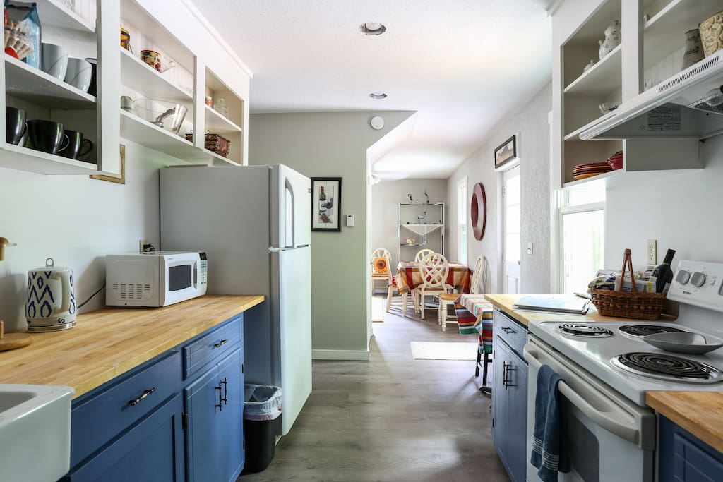 Kitchen that opens to Dining and Living Area