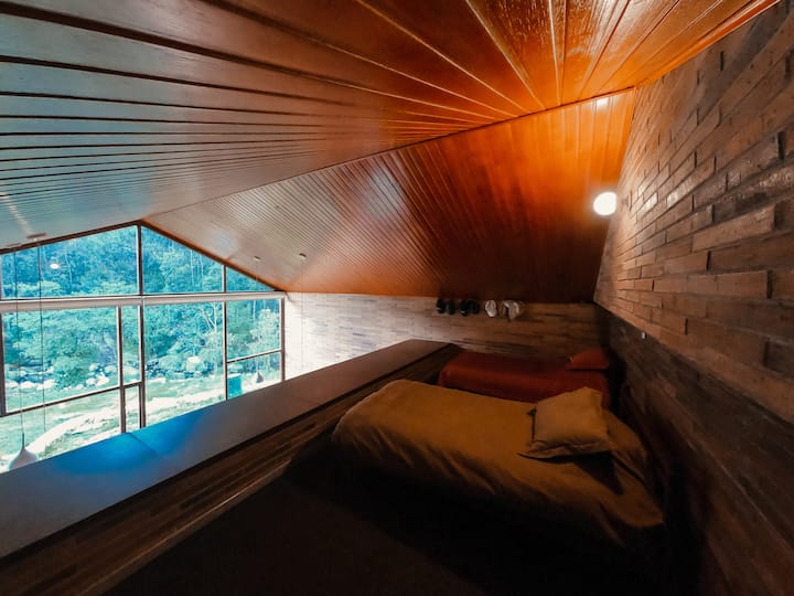 Open room with four single beds