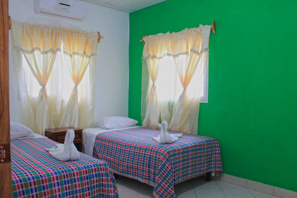 Double beds. Please note that the price is per person not per room.
