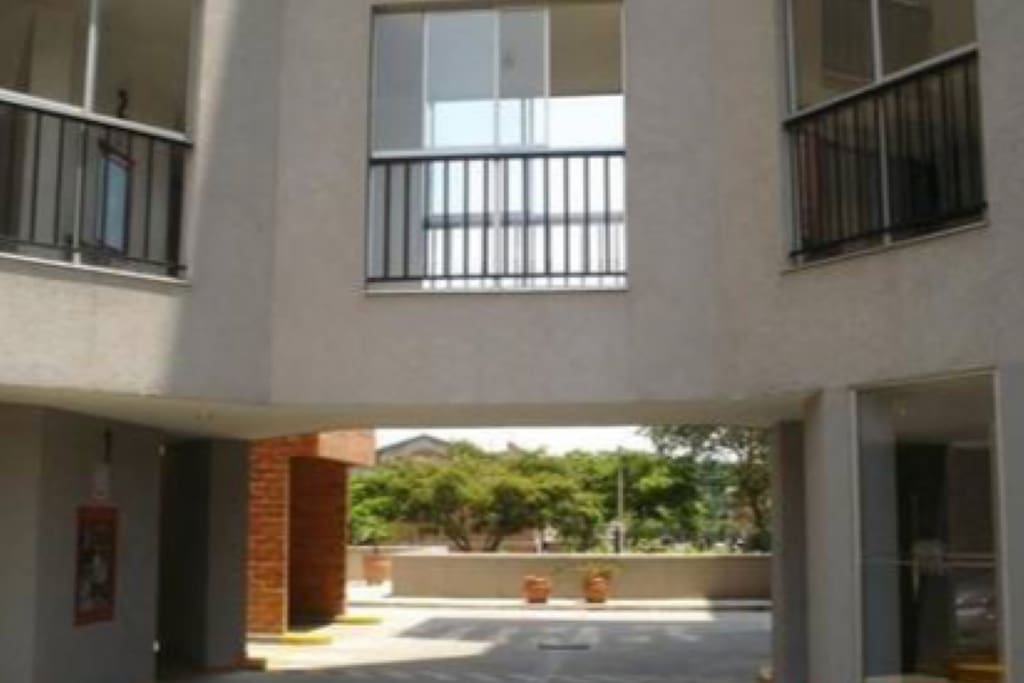 Entrance to elevator- convered car garage is next to elevator
