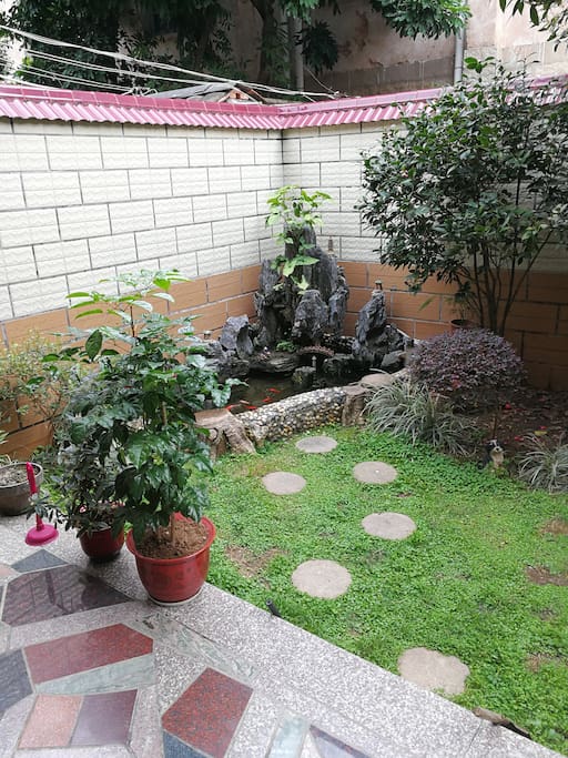 屋前鱼池和草坪