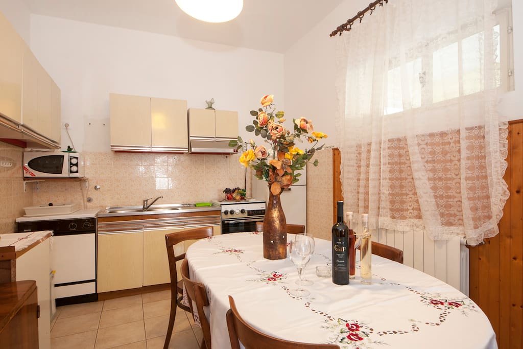 Kitchen and the dining area