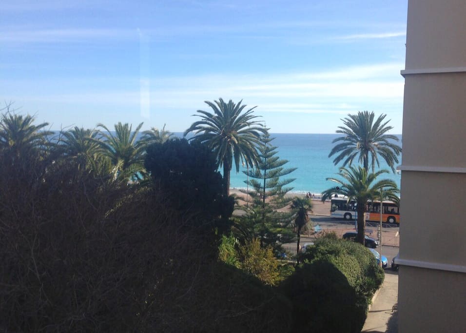 View from the living room. The apartment overlooks the Mediterranean Sea.