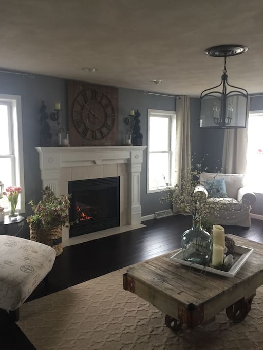 Large comfortable living room to relax in after a long day walking the EAA grounds.