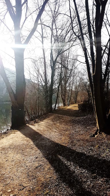 Nice walking path on Donaukanal, next to the appartement.