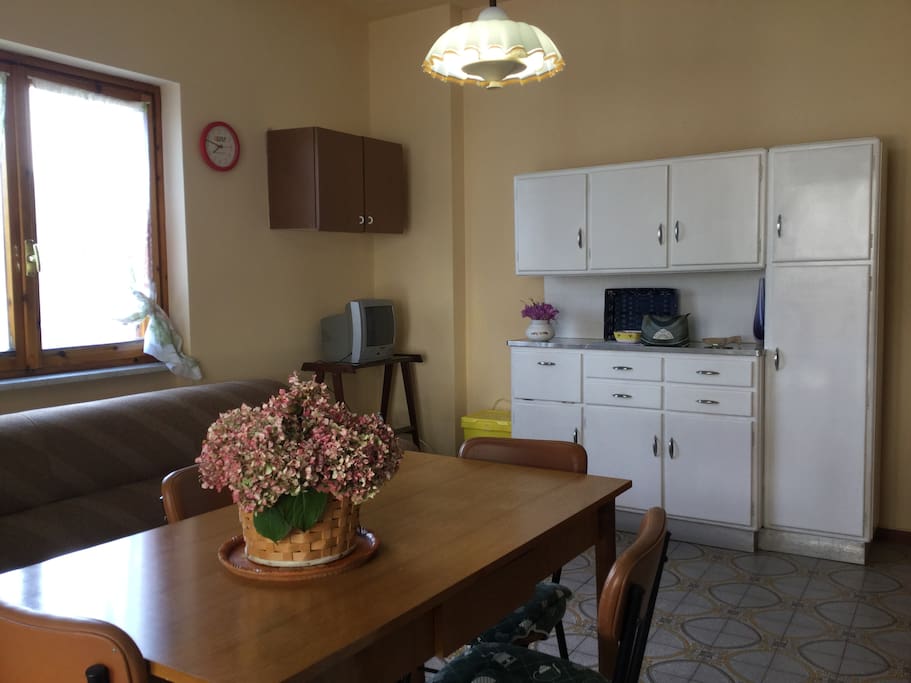 The dining and living area