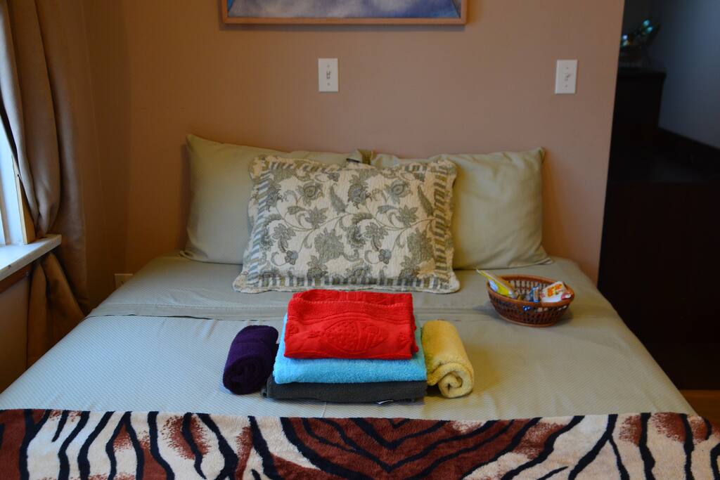 The bedroom is on upper floor