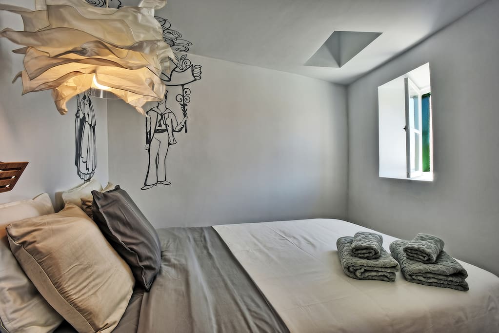The room with a double bed.