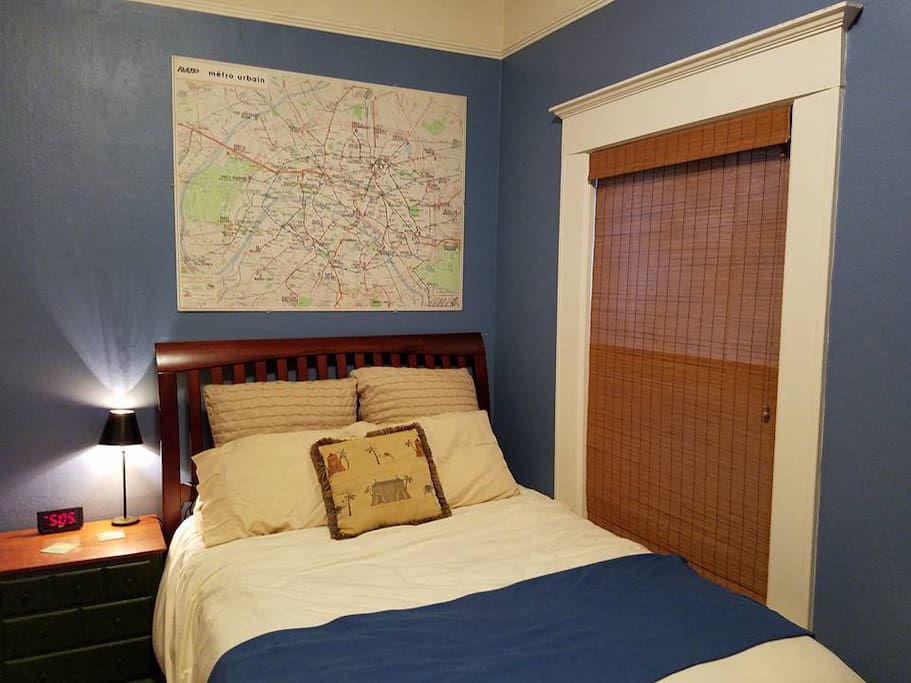 Full size bed with memory foam mattress topper