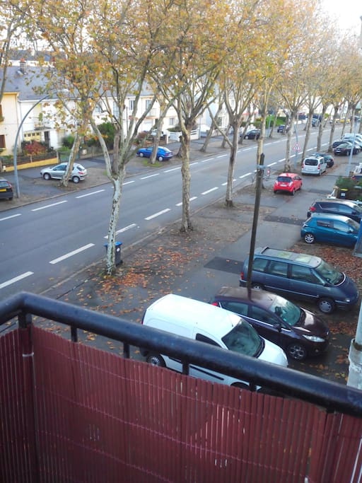 Le boulevard avec ses places de parking