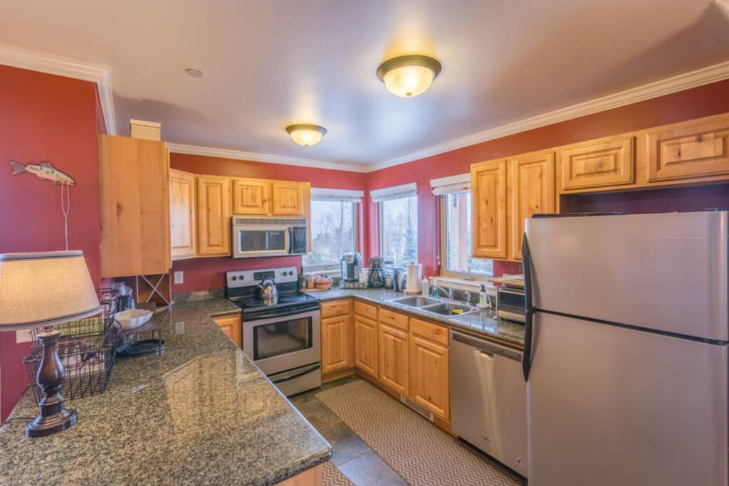 Kitchen is stocked with essentials for cooking