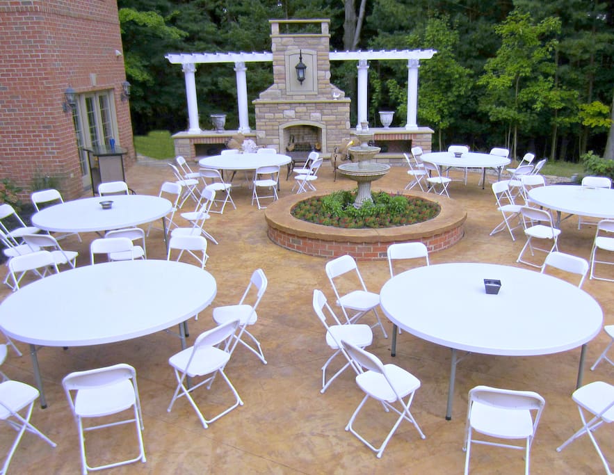 Entertain with owner's tables, chairs, umbrellas & table linens.