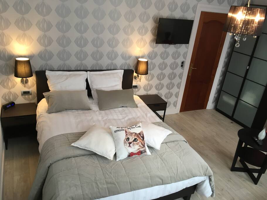 Luxueuze slaapkamer met een 2 persoons boxspring ( 160cm ), eigen salon en smart TV en Netflix