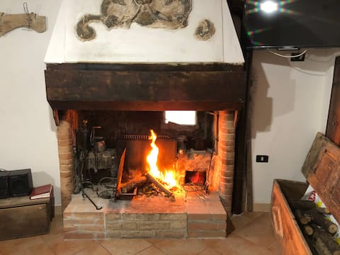 Typical mountain house with fireplace