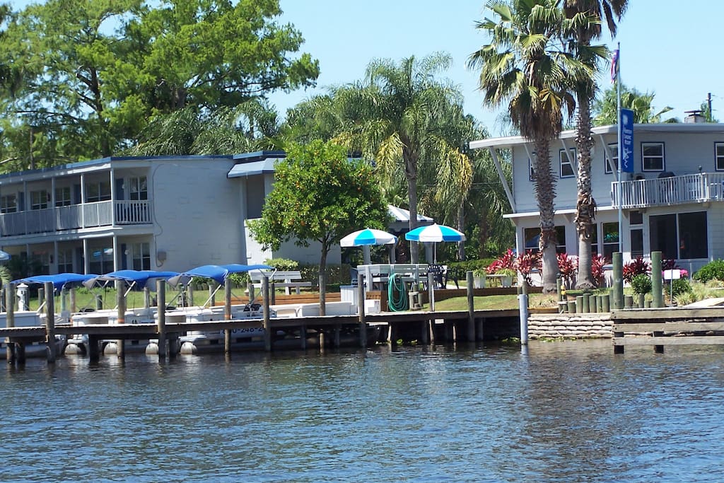 View of the Riverview Building (on left side of photo) from the River.