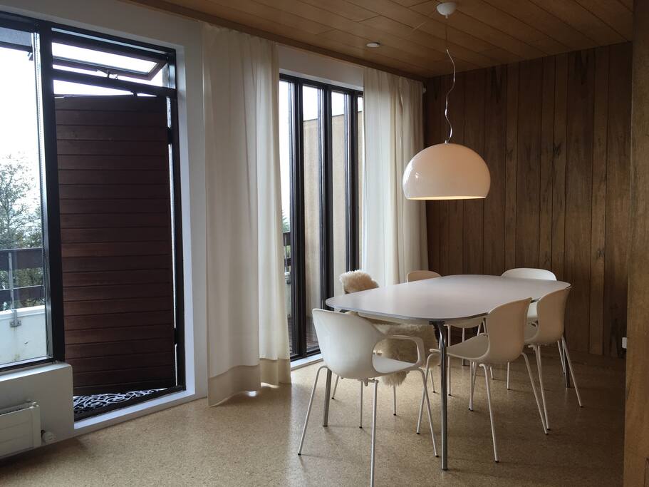 Dining room and entry to balcony.