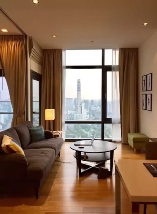 STUNNING views from the living room and bedroom over Bangkok city
