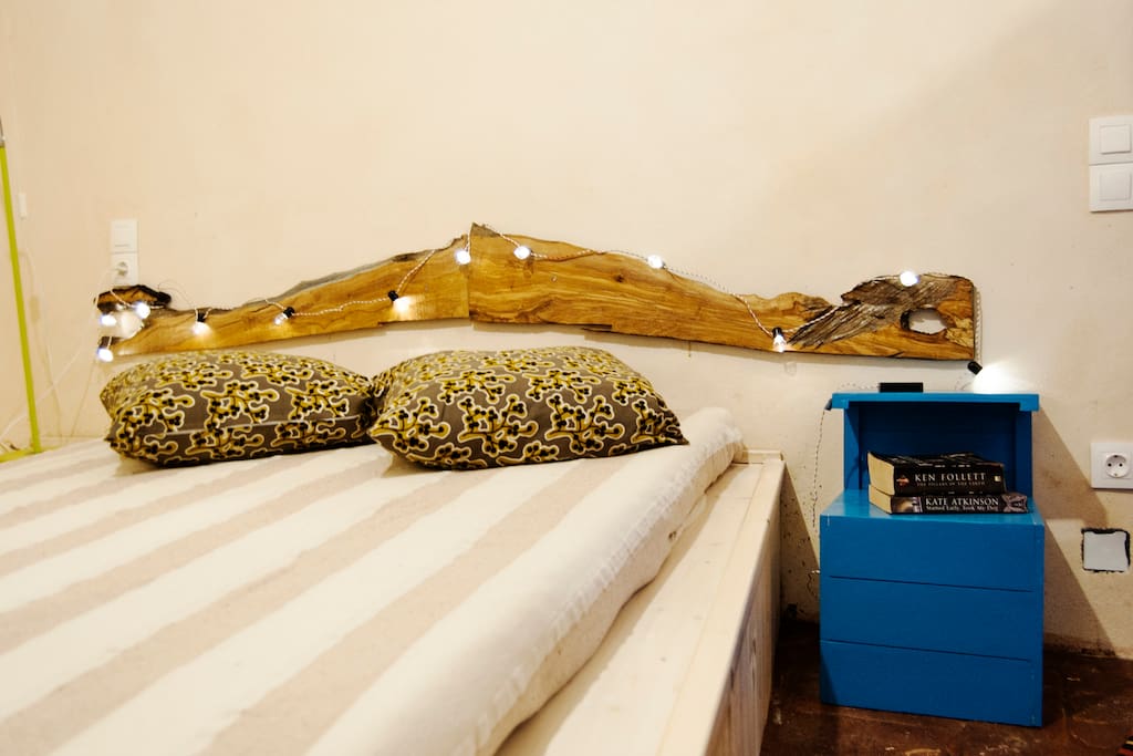 the double bed in the bedroom