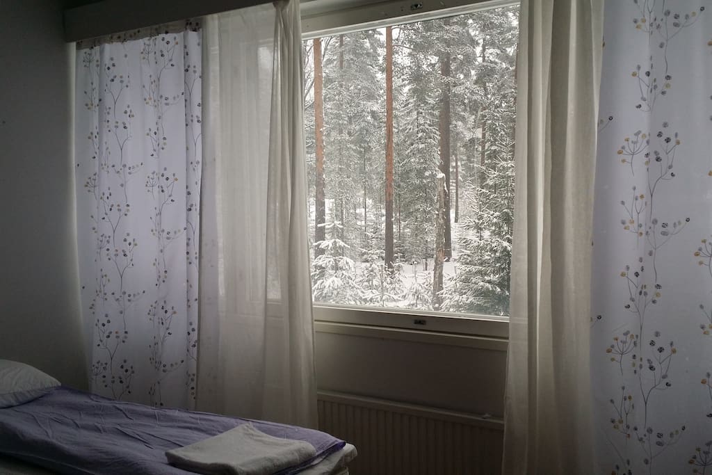 upea luontonäkymä ikkunasta