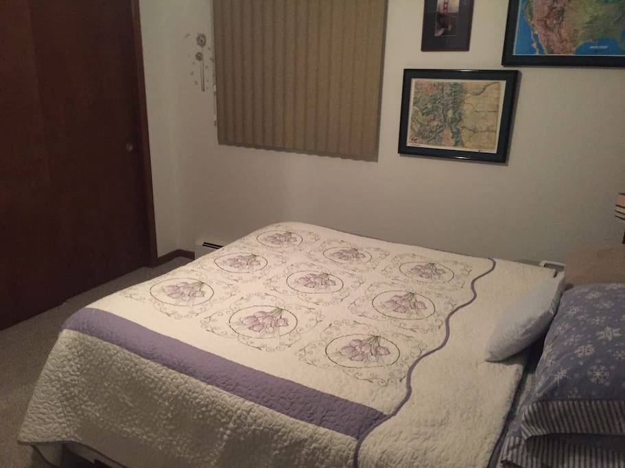 This is the view from the corner opposite the doorway towards the window. There is a 3-D map of United States and a 3-D map of Colorado on that wall which are fun to look at!