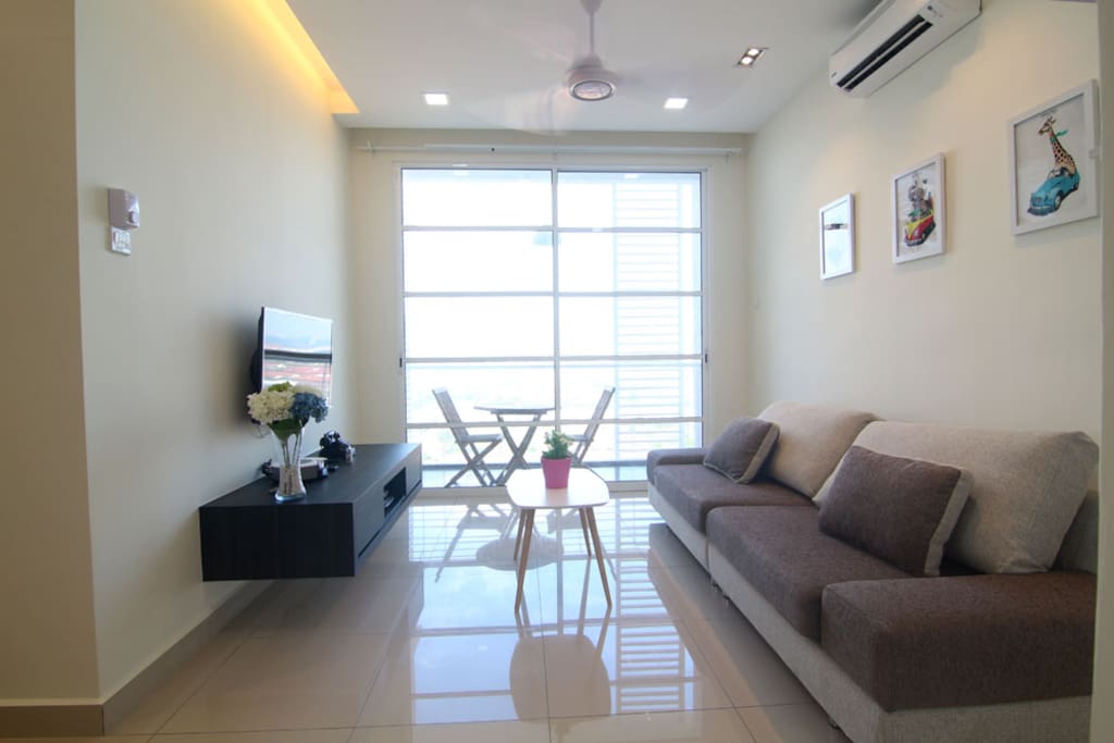 Living area. 40" LED TV, Blu-ray player, 2HP air-con and a comfortable sofa.