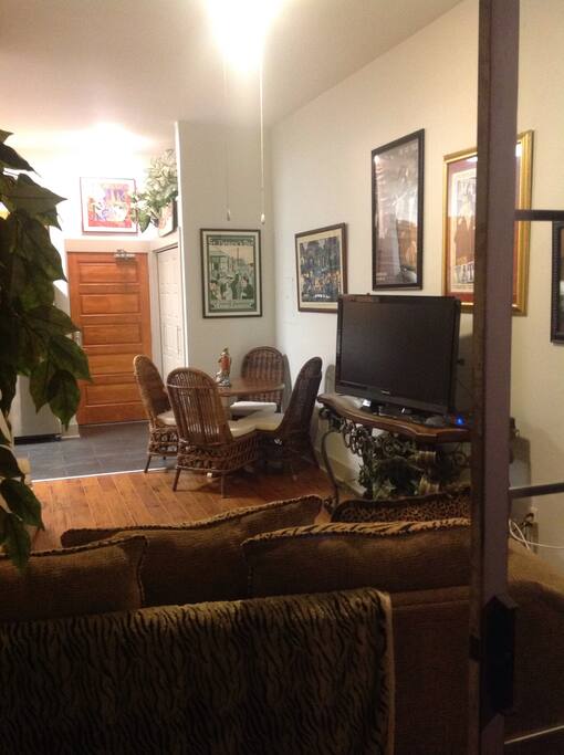 View of the living room from outdoor balcony