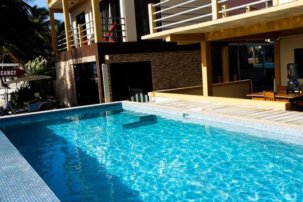 Our pool is right on the beach with beautiful views and people watching