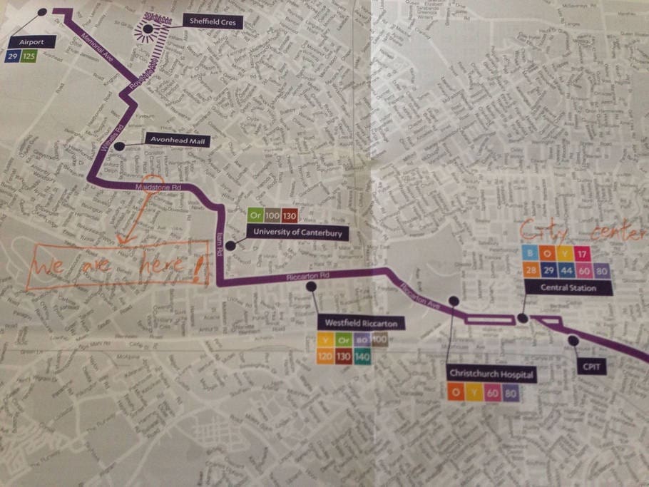 maximum 3 minute walk to bus stop that takes you in to central city bus exchange where you can then take any bus around the city and fringes.
