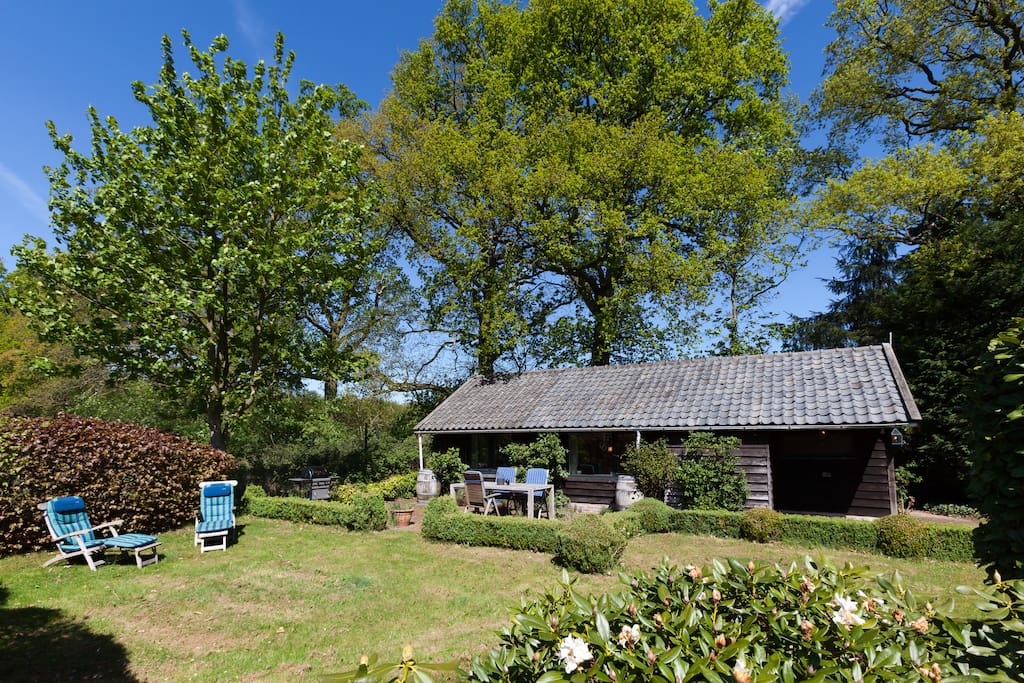 De Hoge Veluwe als achtertuin Houten huisje te Huur in Hoenderloo, GE