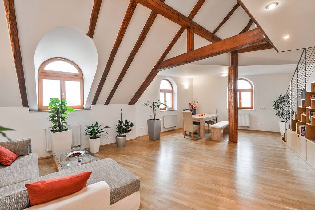 Living room with dining room