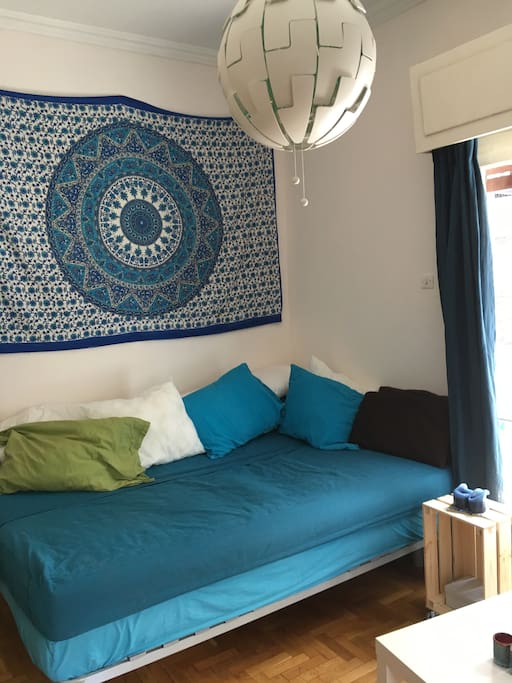 Double bed with two mattresses