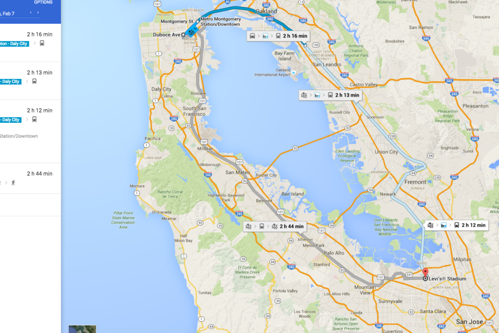 Game day has multiple public transport options! 2.5 hrs max