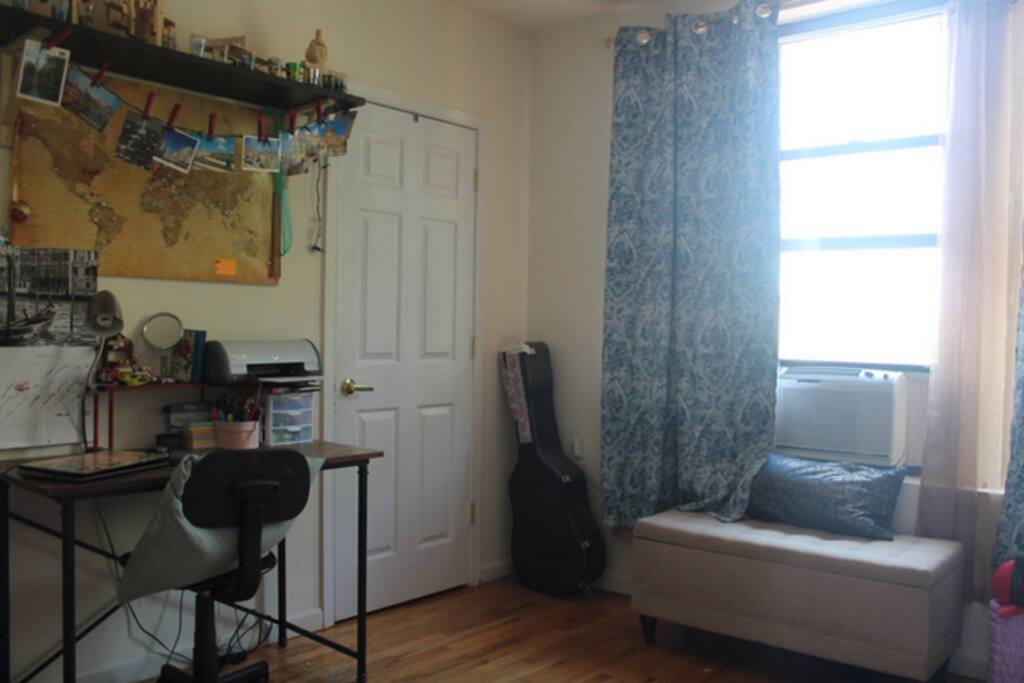 Spacious desk/closet area