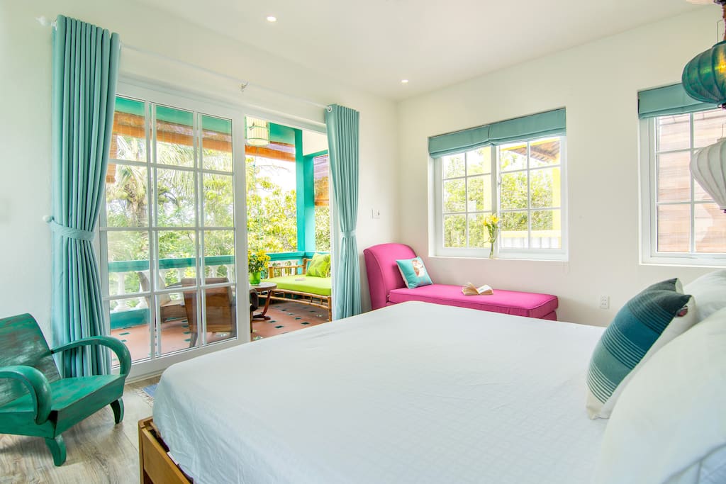 The master bedroom comes with a sofa that can be turned into an extra bed at night