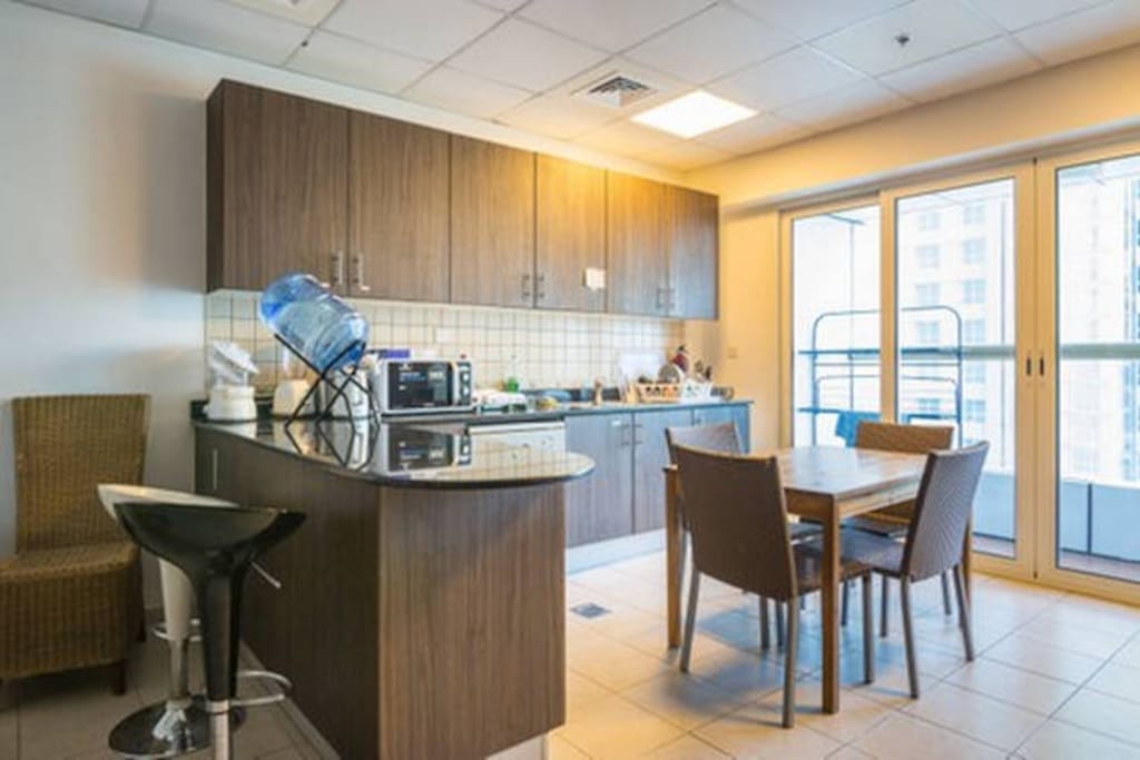 kitchen and dining area