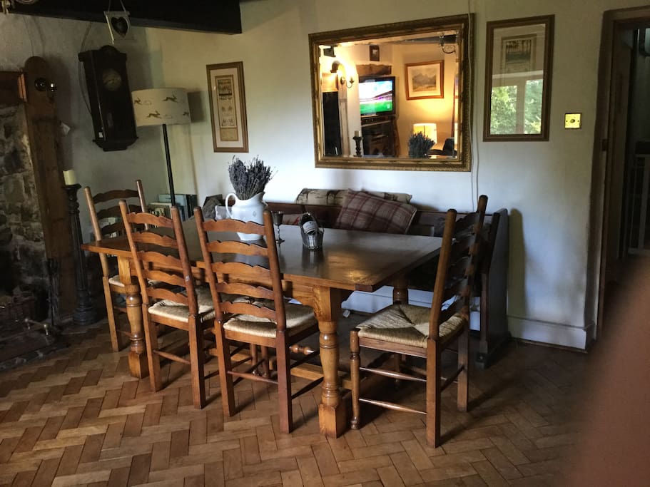 Dining room with television