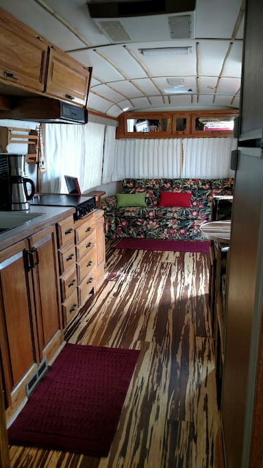 Lounge area with a small pullout bed in the couch