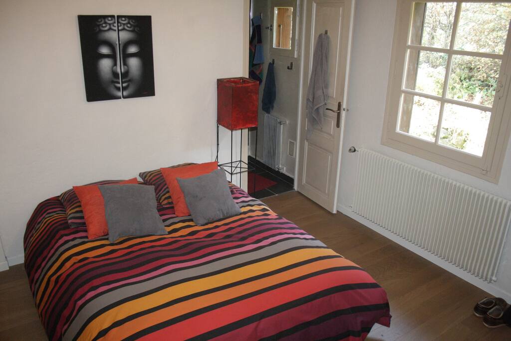 La chambre et sa salle de douche.