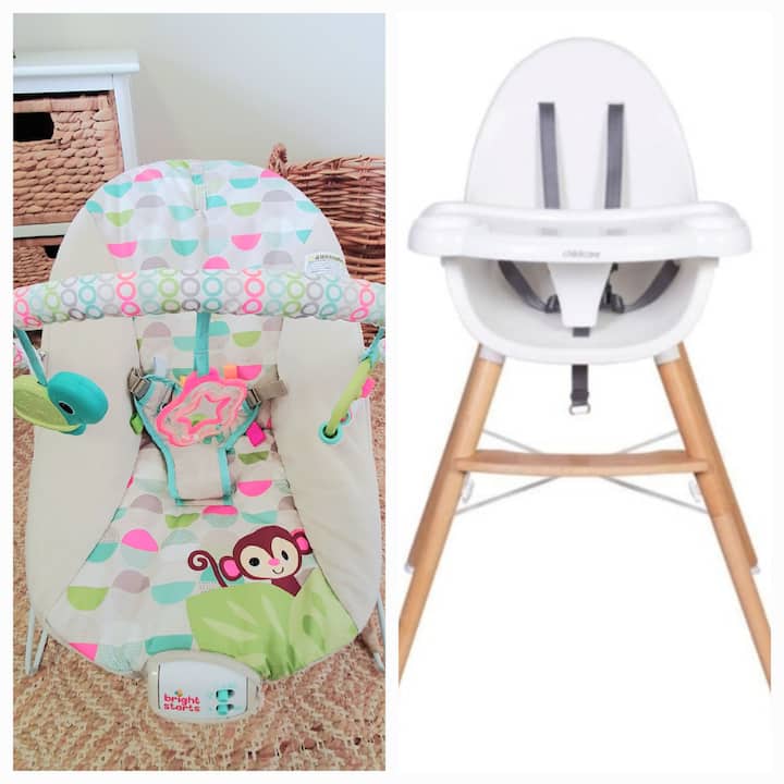 Безплатен шезлонг, стол за хранене и Portacot