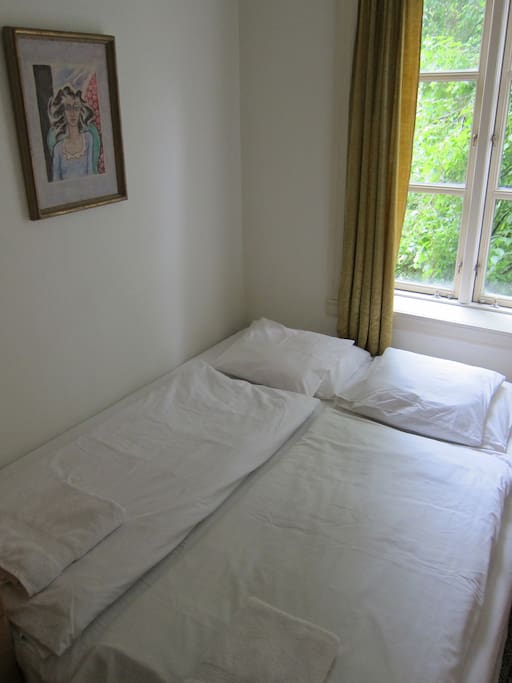 Double bed with fresh linen