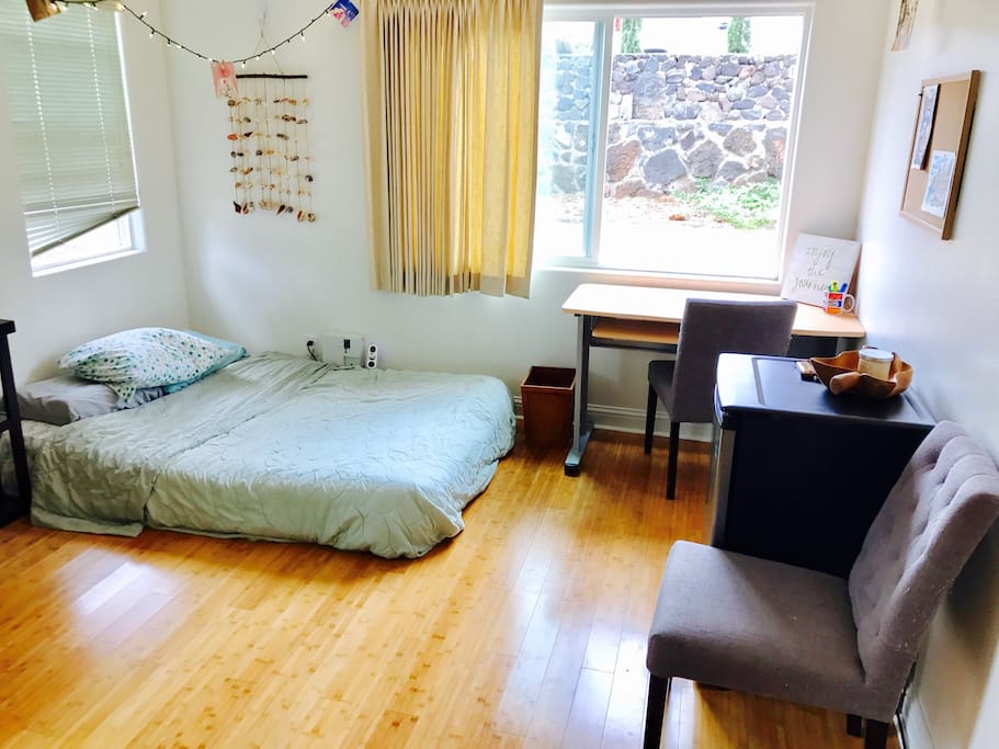 Full Mattress + Mini fridge + Large Work Table
