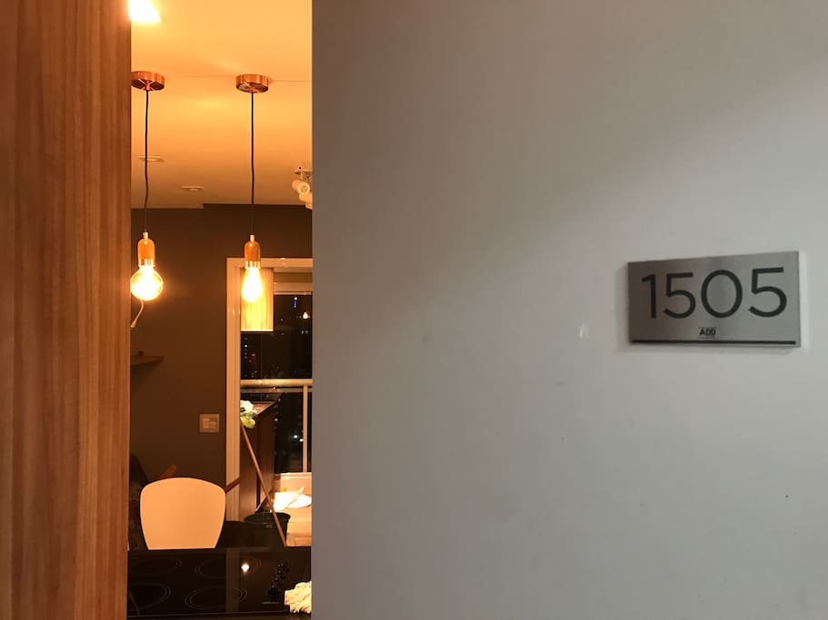 Apartment door.