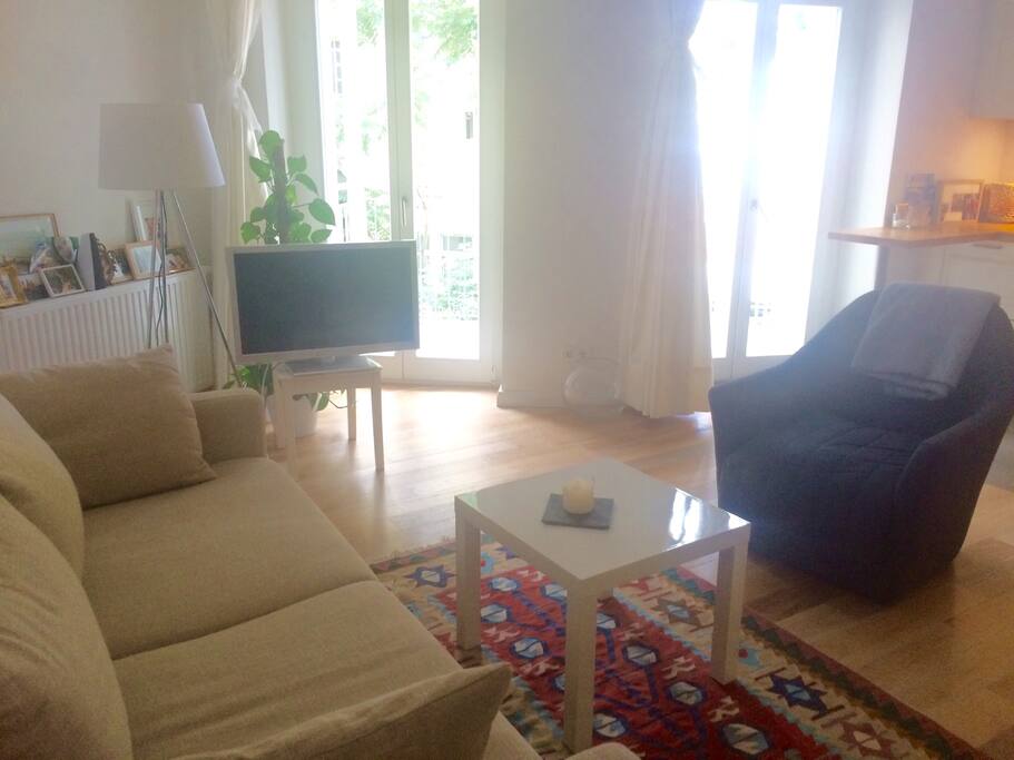 Open living room and kitchen