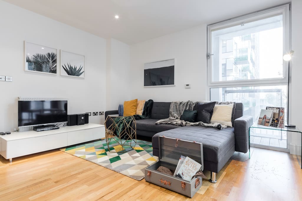 The open-plan living area