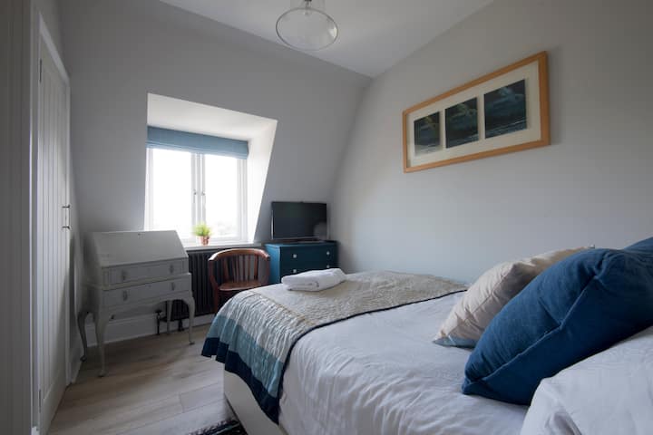 Bedroom 2 Double Bed,  Desk chest of drawers & fitted cupboard with full length mirror