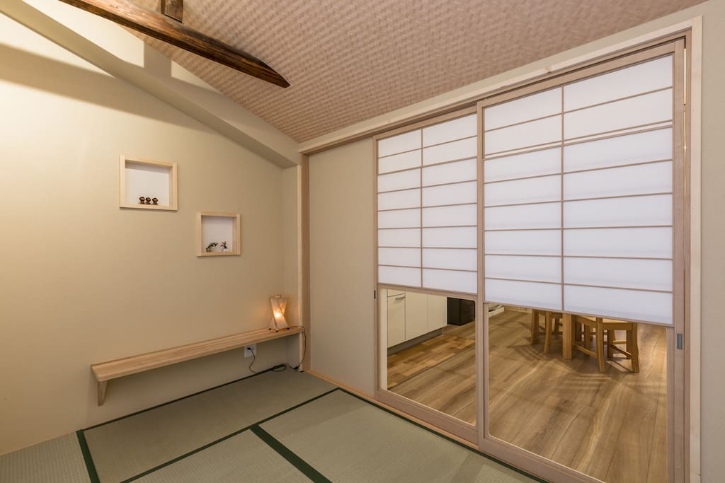 The sliding doors to the bedroom are fully adjustable so you can have as much or as little privacy as you like.