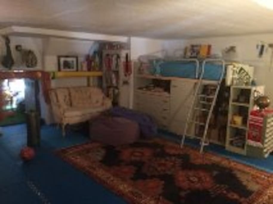 1 of 2 lofted beds in kids room
